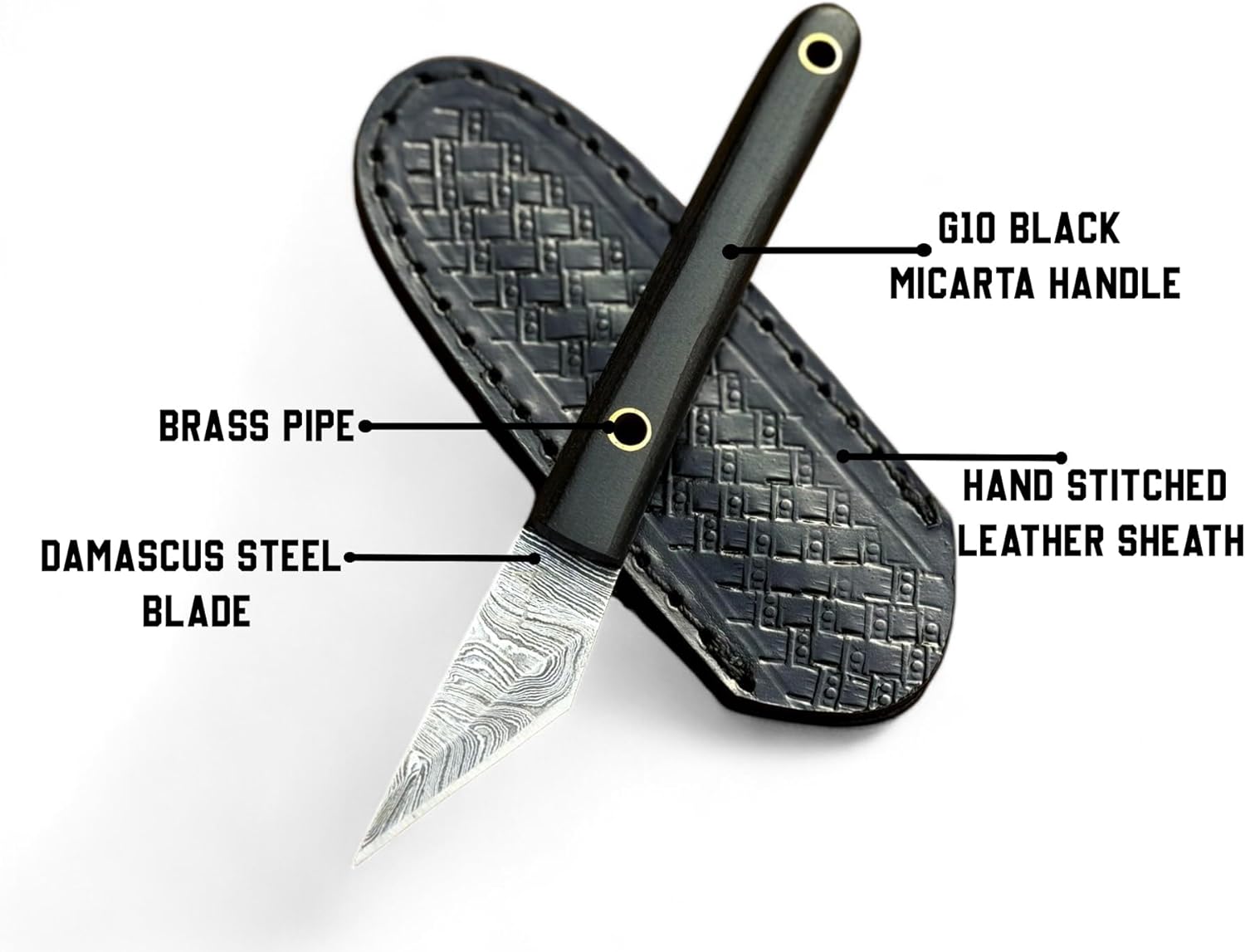 UA Handmade Fixed Blade Utility Knife| 6 inches EDC Knife with sheath | Camping Knife | Neck Knife | Whittling Knife | Box Cutter | Best Choice for Gift On Every Ocassion | Black Micarta Handle Knife