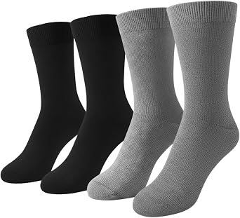 Heat Logic Men 2 Pairs Super Soft Cozy Socks, Moisture Wicking Thermal Warm Crew Winter Sock, Brushed Lining Hiking Socks