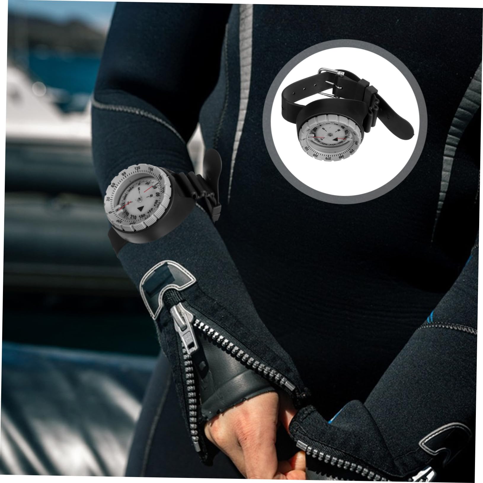 ibasenice Boussole de Plongée Étanche Jusqu à Boussole de Poignet Compacte pour Navigation sous Randonnée avec Bracelet Résistant