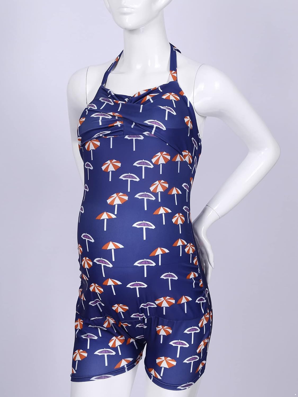 Maternity Swimsuit One Piece Bathing Suit Halter Boyleg Pregnancy Monokini Swimwear