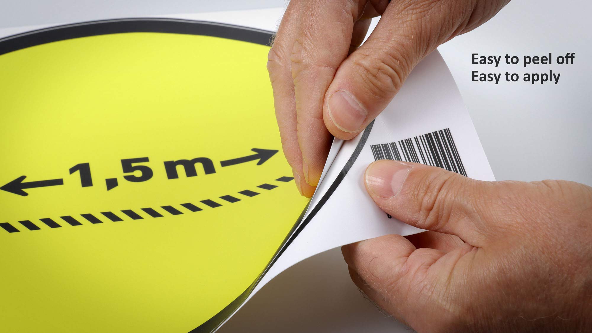 Adesivi Distanziamento Sociale - 20x20cm, Giallo/Nero, Vinile Antiscivolo - Foto 7