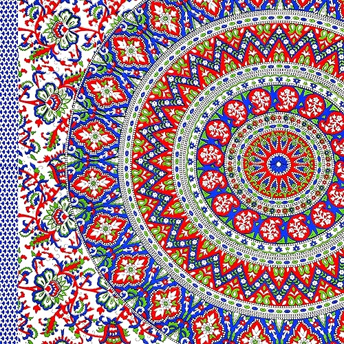 Image of RajasthaniKart Pure 100% Cotton Single Bed Sheet with 1 Pillow Cover (Bedsheet for Single Bed Cotton, Blue Ghera)