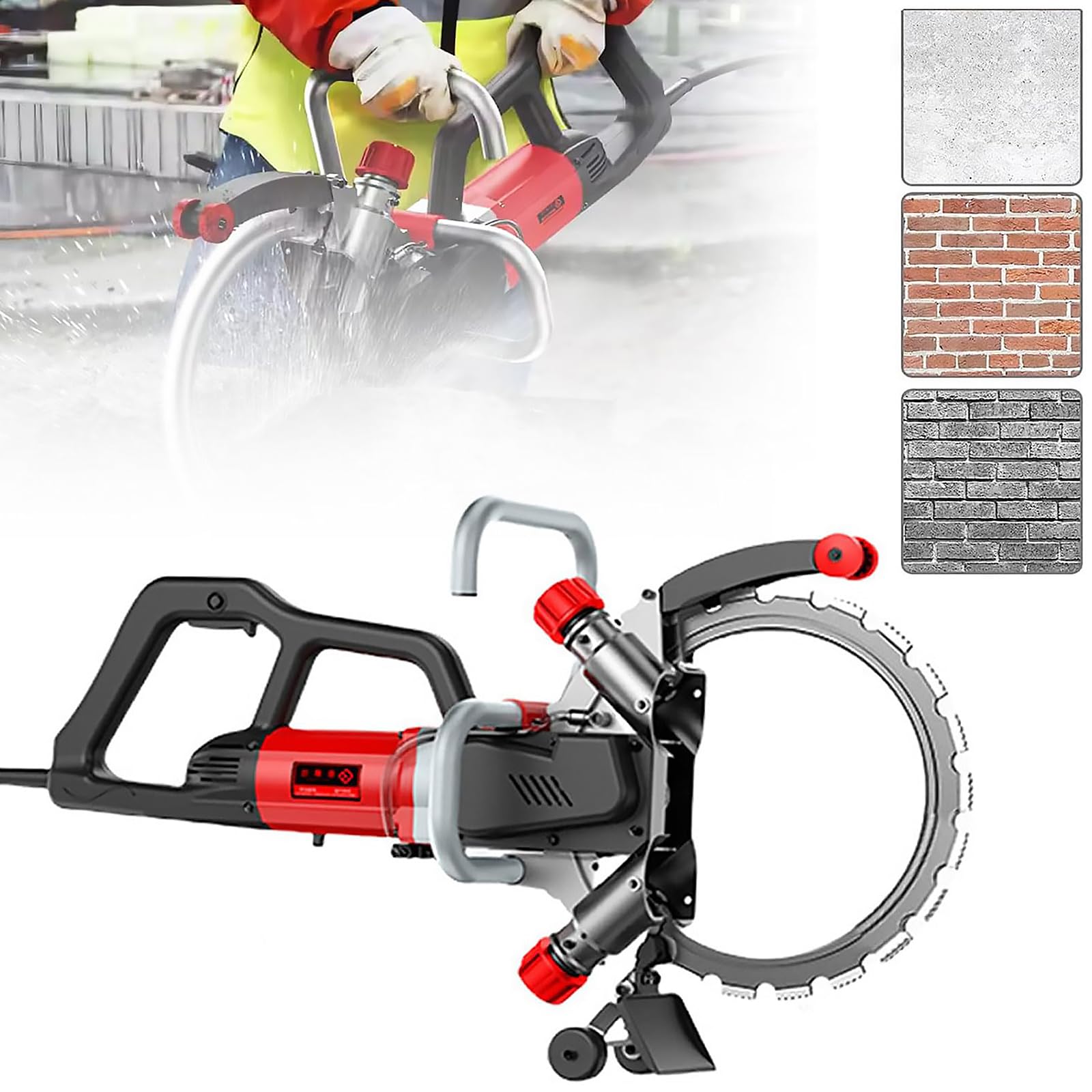 Máquina de Corte de Paredes de Concreto, Rompedor Eléctrico Profesional 8800W, Profundidad Máxima de Corte de 270mm, Sierra de Anillo para Concreto 3000RPM para Albañilería Reforzada Piedra Ladrillos
