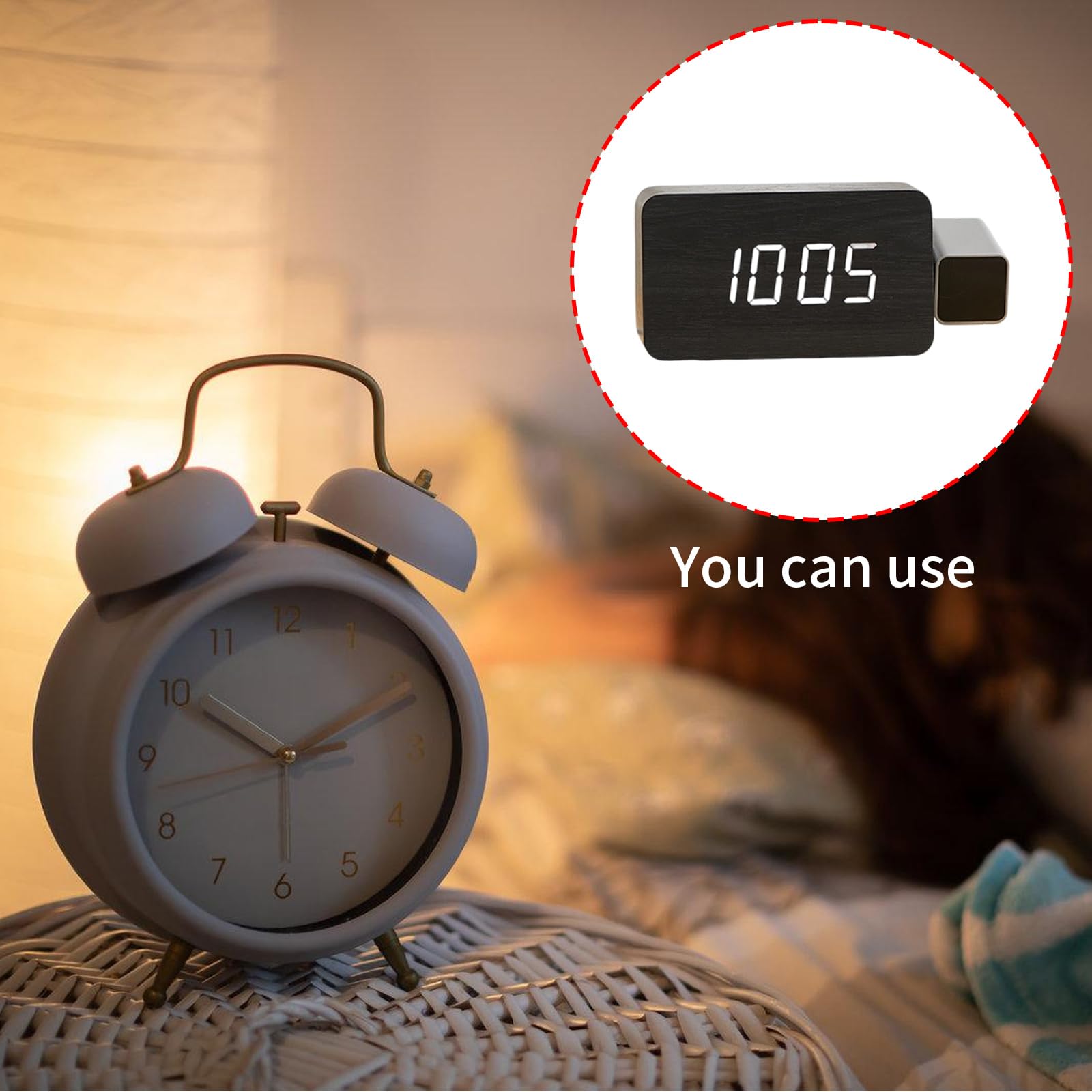 Generisch Digitale Projektionswecker für Schlafzimmer, 180° drehbarer Projektor, Laute Alarme für, ältere Menschen, schwere Schläfer, Projektionswecker