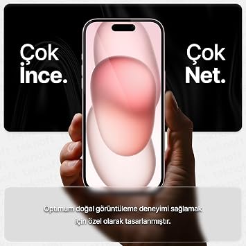 Teknoft iPhone 15 ile Uyumlu Otomatik Hizalama Aparatlı Takılırken Toz Toplama Özellikli Ekstra Güçlendirilmiş Lazer Kesim Ekran Koruyucu Kırılmaz Cam