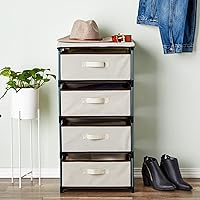 Vista 5 de Cajón clóset de almacenamiento de 4 niveles para ropa, ropa interior, documentos, objetos de la Casa, color café – (16.5 x 12.9 x 33 pulgadas)