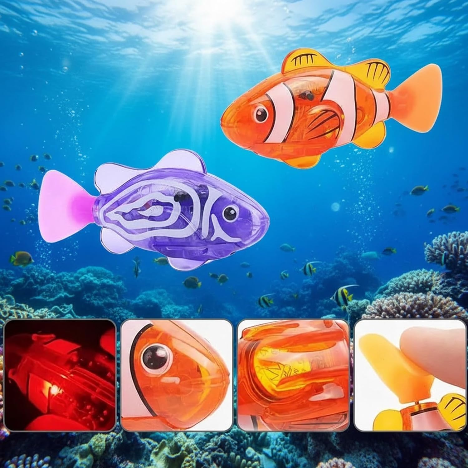 Magic Water-Activated Glowing Swimming Fish, Deep-Sea Disco, Interactive Colorful Robot Fish, Swimming Robotic Luminous Function, Waterproof Aquarium Bath Time Fun