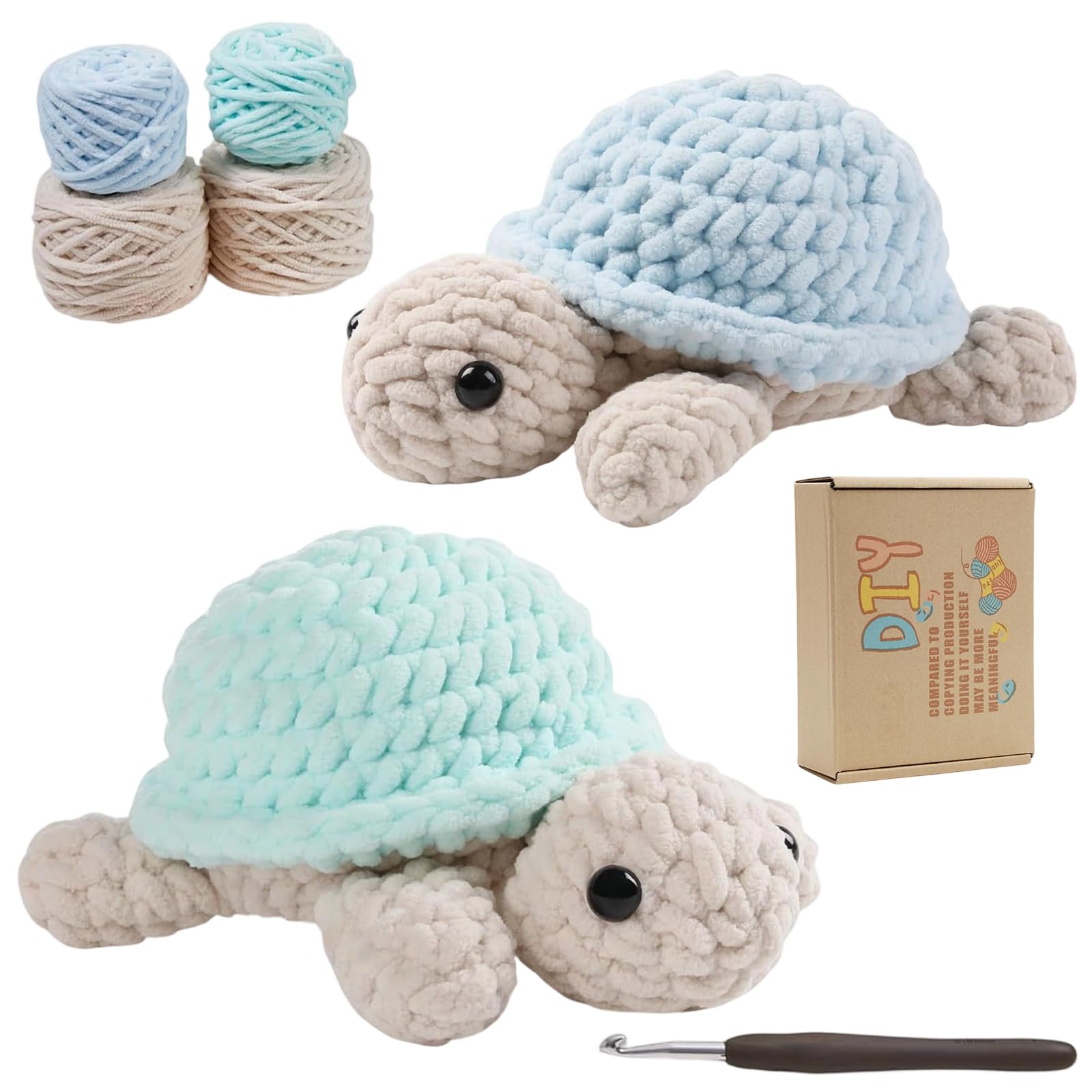 Häkeln für Anfänger Tiere Häkelset 2 Stück Crochet Set für Kinder Erwachsen,Tiere Häkeln Set Crochet Kit mit Video Anleitung Häkelnadel Garn DIY Häkel Zubehör Bastelset