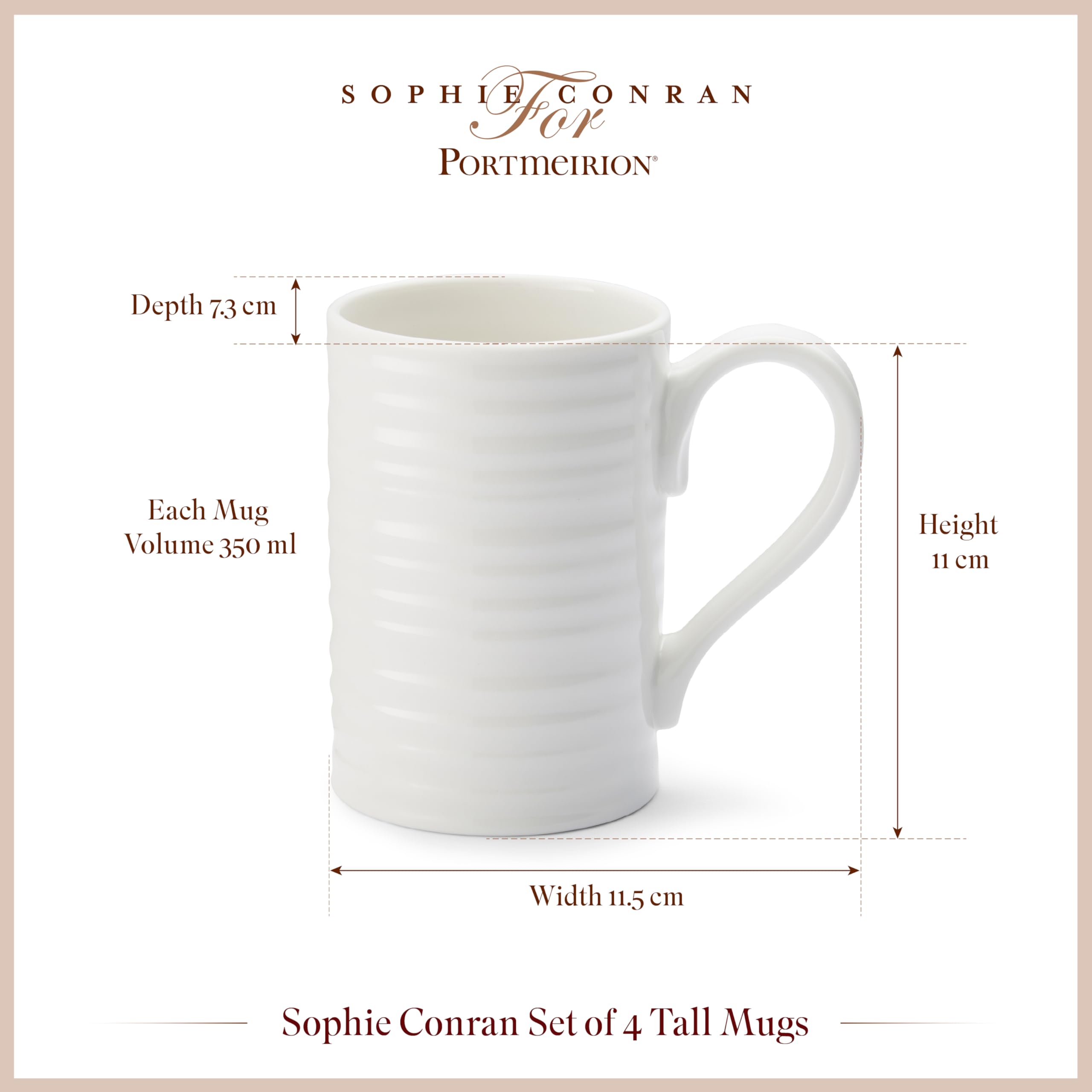 Amazon.com | Portmeirion Sophie Conran Tall Mug, White, Set of 4