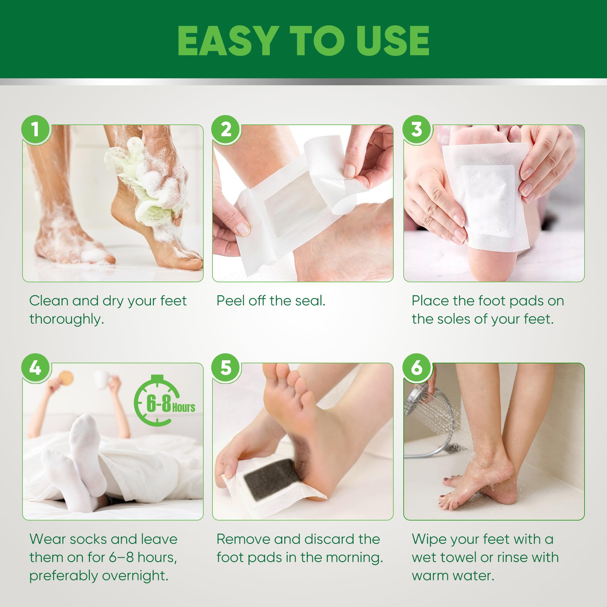 AOSORW Natural Cleansing Foot Pads with Ginger, Mugwort & Bamboo Vinegar, 30 Pads