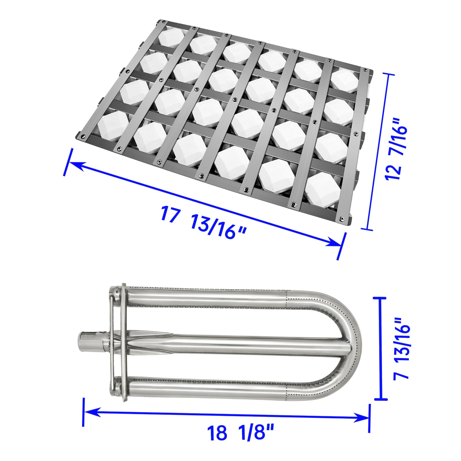 Quemadores de parrilla para parrilla Alfresco ALX2-30CD, ALX2-42C, ALX2-42RFG, ALX2-56, ALX2-56BFG, tubos de tubería de barbacoa de 18 pulgadas, briquetas de cerámica, piezas de repuesto de