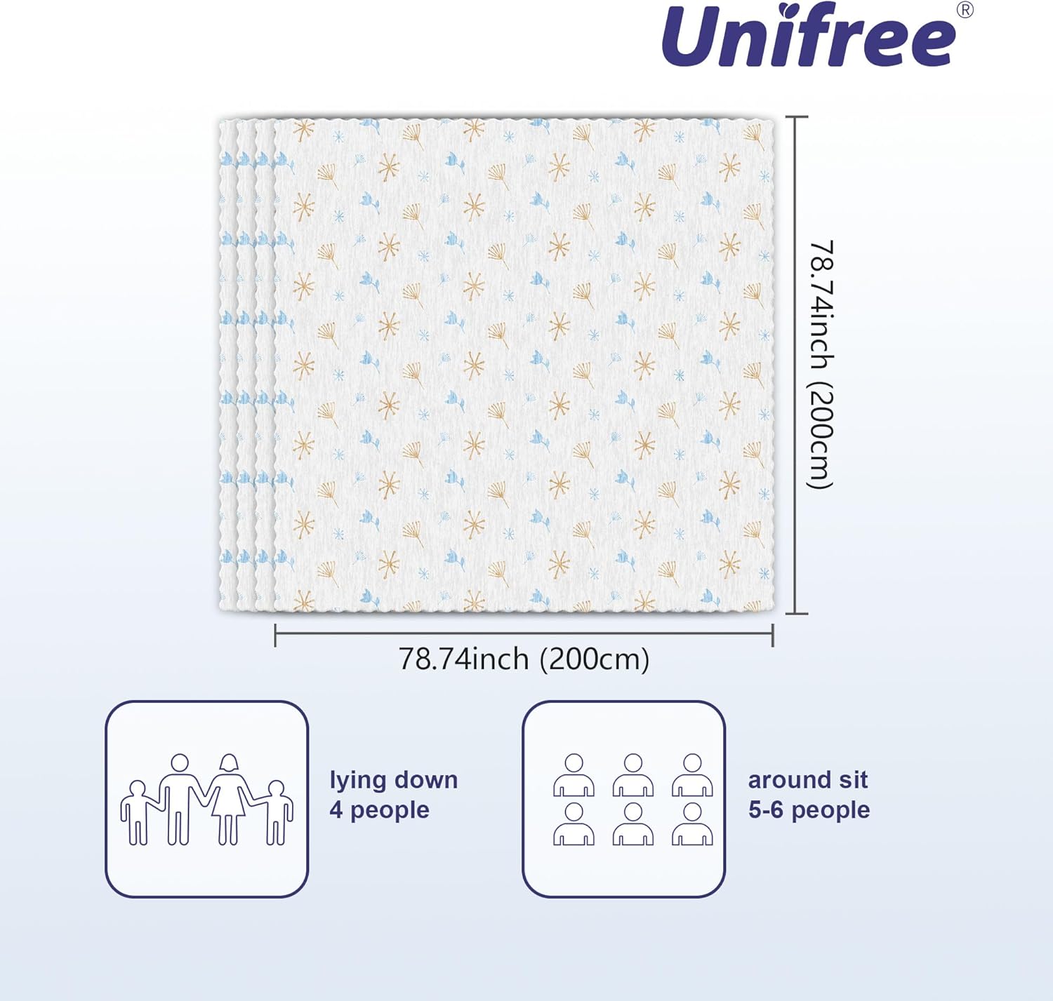 UNIFREE Disposable Picnic Mat, Disposable Picnic Blanket, Portable Multi Functional Protection Picnic Mat for Outdoor