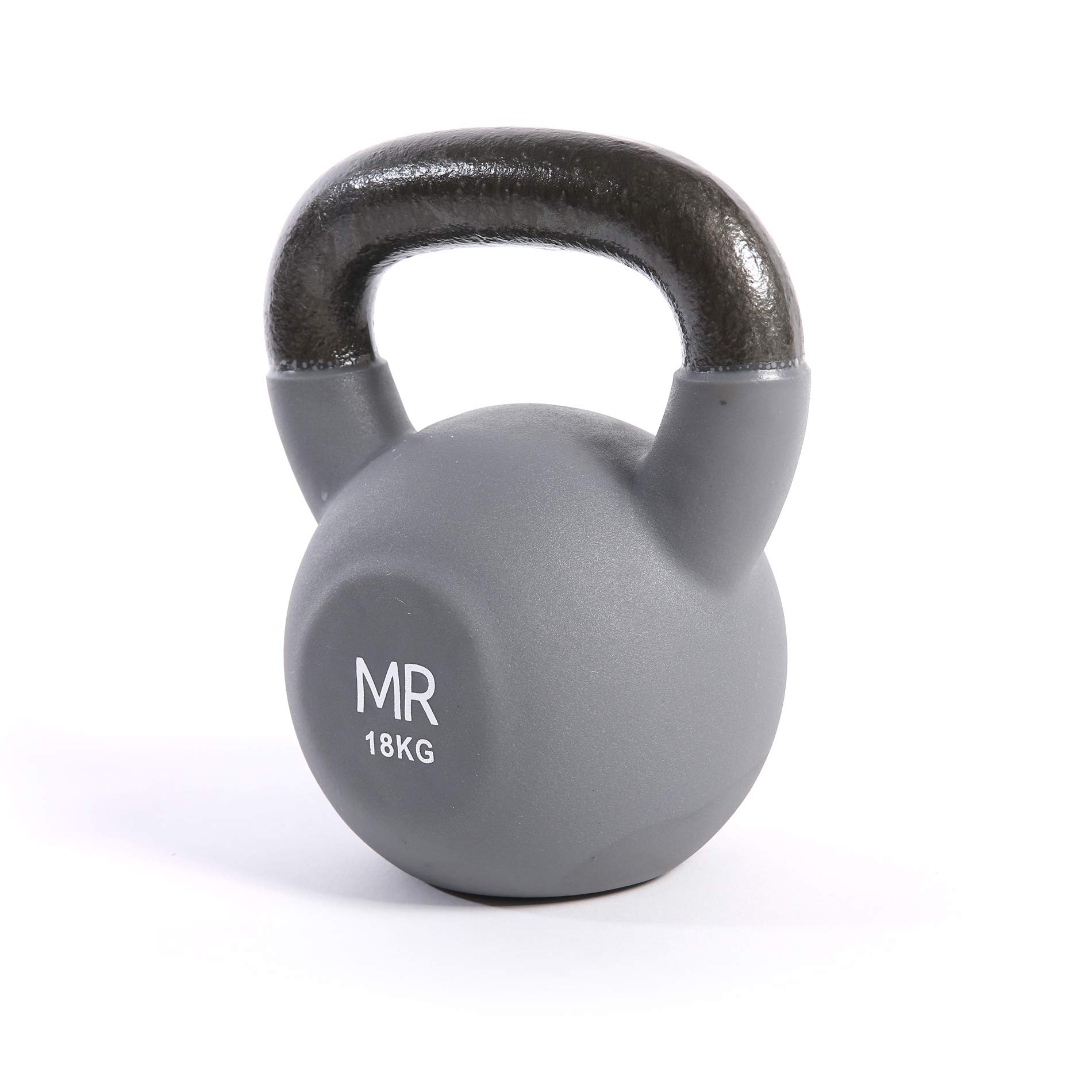 FitAndFun Rebecca Mobili Peso Gimnasio Kettlebell, Revestimiento de Neopreno y Hierro Fundido Gris, Entrenamiento Resistencia Muscular, Deporte en Casa - Peso: 18 kg - Art. SP5034