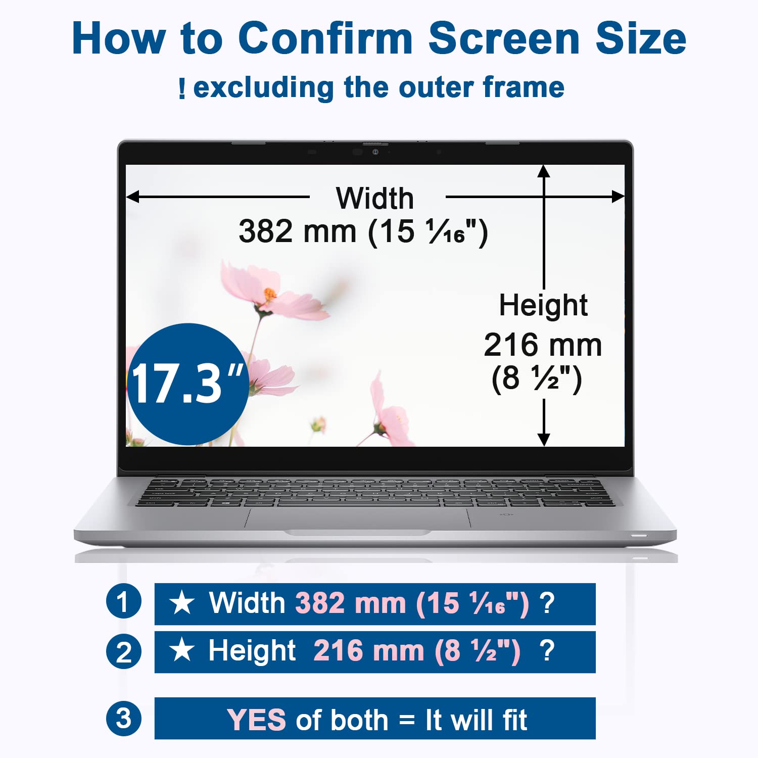 IPROKKO Laptop Privacy Screen 17.3 Inch for HP Dell Acer Asus Lenovo Thinkpad Envy Xps, 16:9 Aspect Removable 17.3in Anti Blue Light Glare Privacy Filter, Anti Spy Computer Monitor Security Protector
