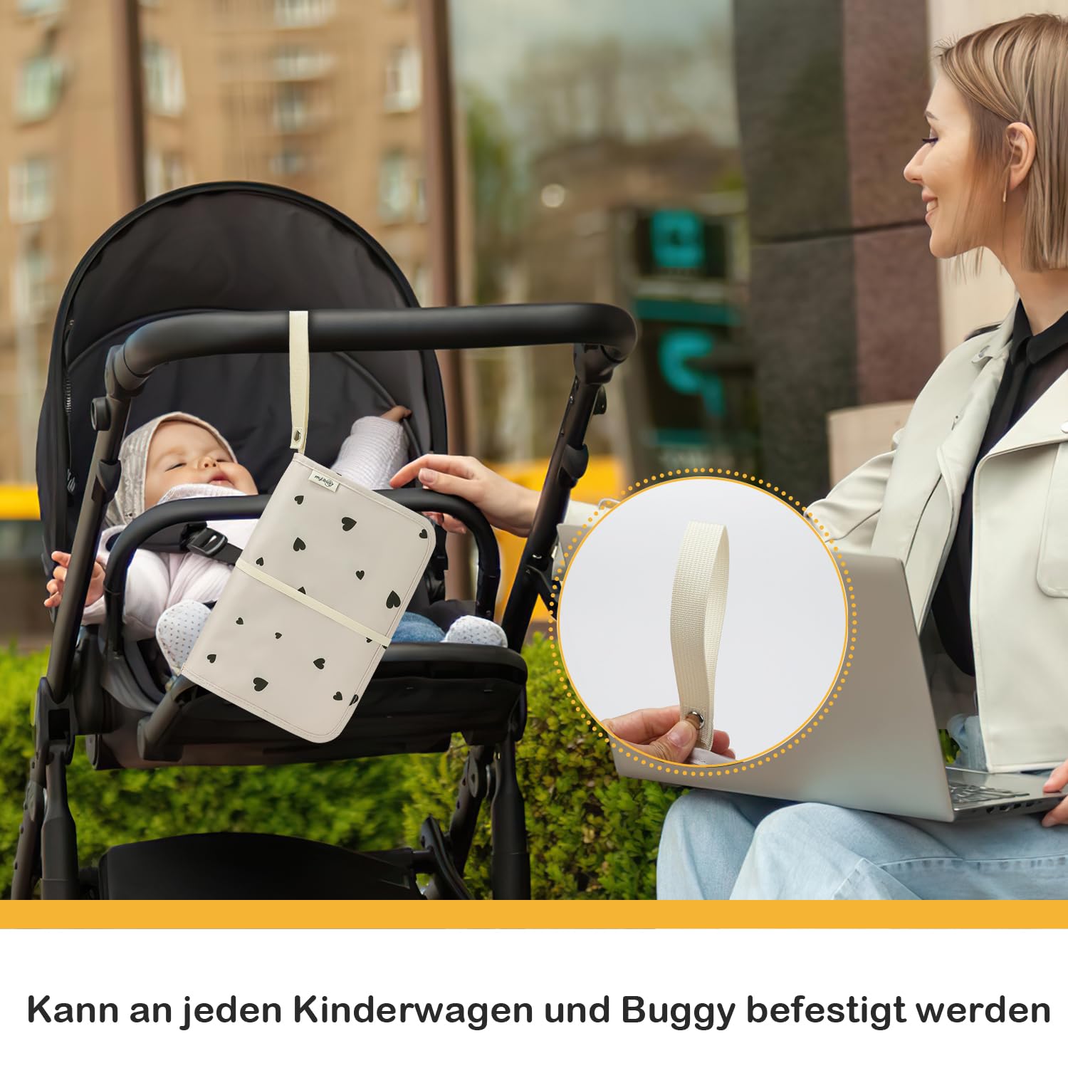 Baby Windeltasche mit Wickelunterlage für Unterwegs, Wickeltasche Organizer,Baby Must Have, Praktisch, Stilvoll, Abwaschbar, Wasserabweisend, Hygienisch, für unterwegs