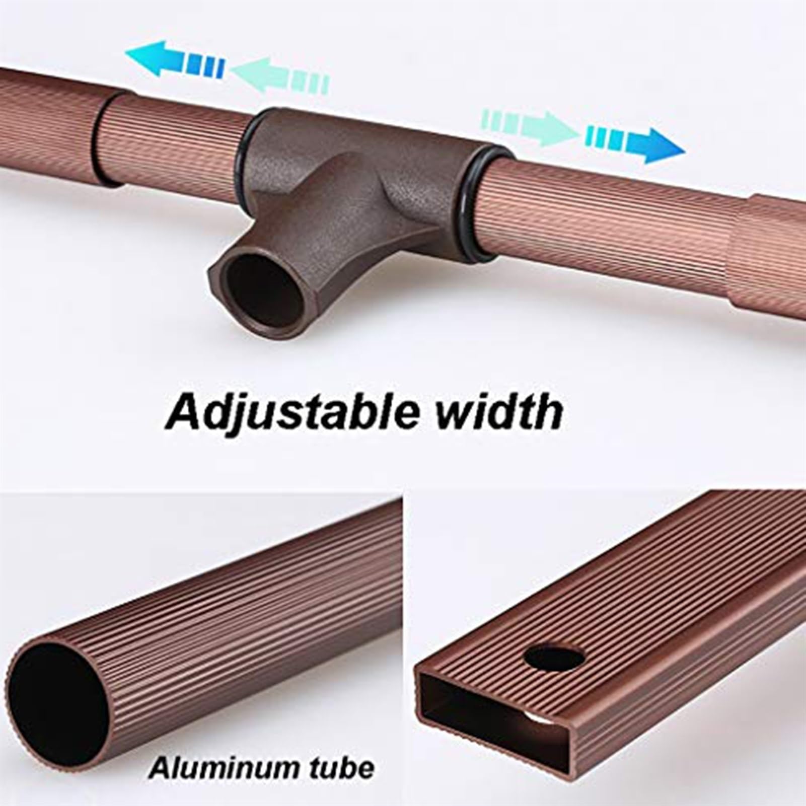 Generisch Verstellbare, ausziehbare Kleiderstange, Mokka, 600-830 mm, Tragkraft bis zu 30 kg, ideal für die Aufbewahrung im Kleiderschrank, platzsparende Hebeschienen für die meisten Kleiderschränke