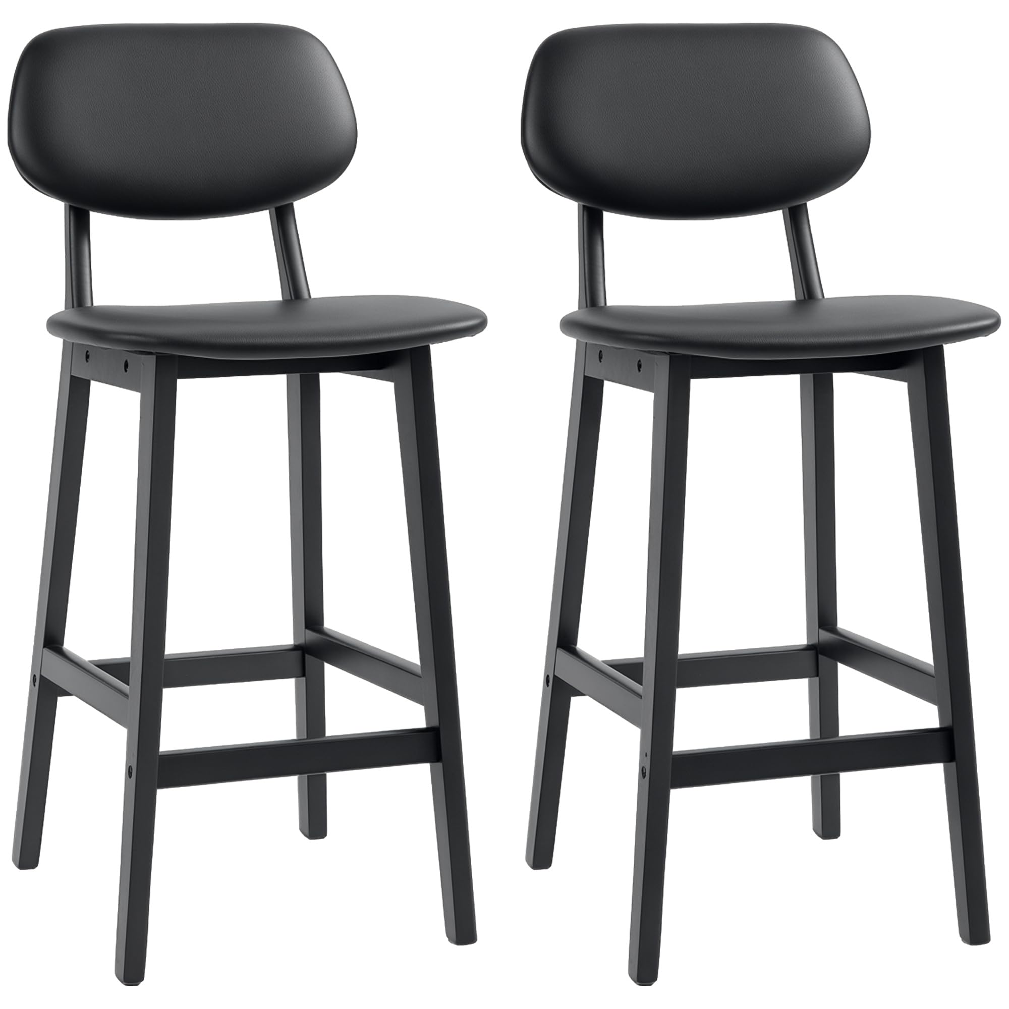 Homcom Black Bar Stools Faux Leather 2Pcs