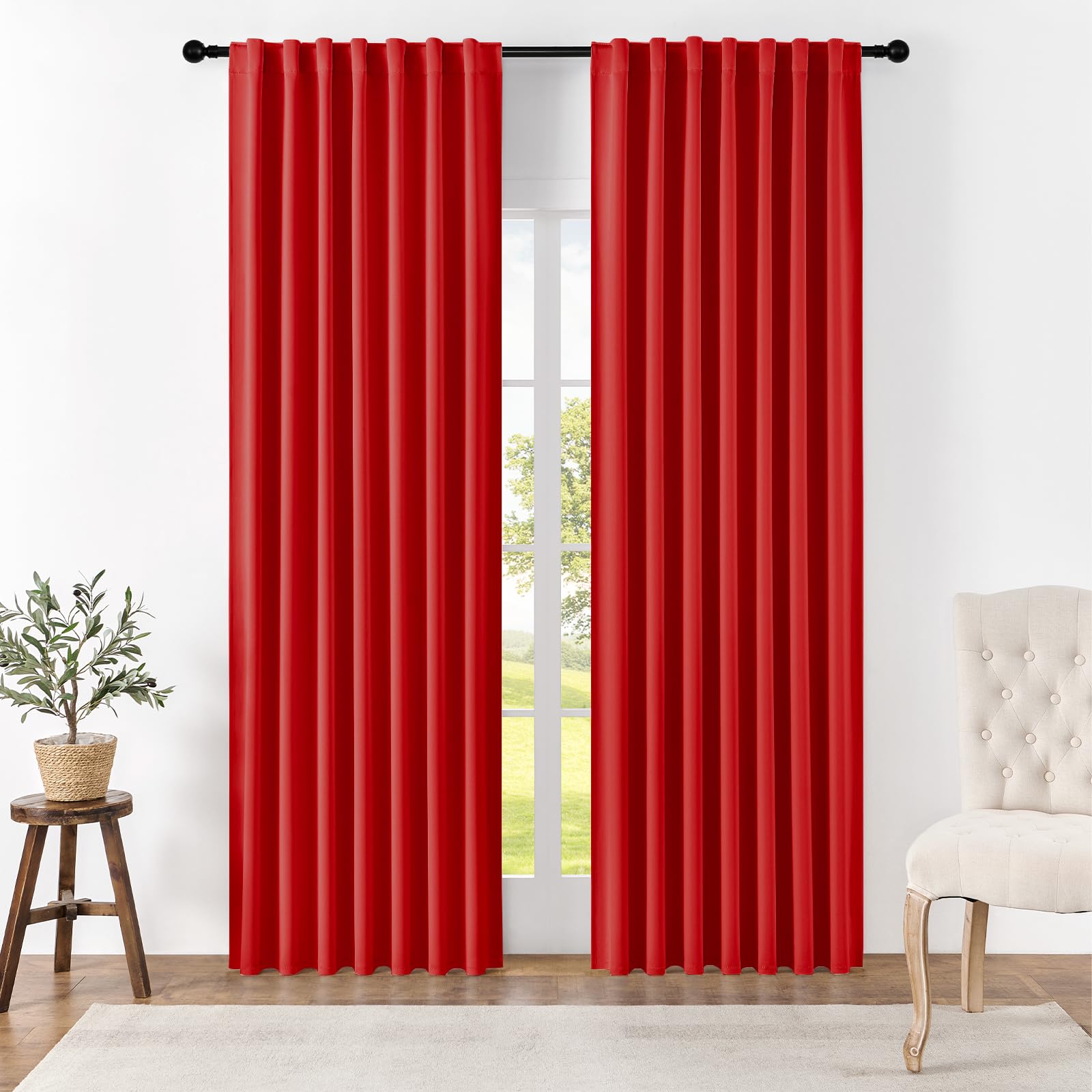 Joydeco Blackout Curtains 108 Inches Long, Thermal Insulated Black Out Curtains 2 Panels Set, Room Darkening Drapes for Living Room Window Rod Pocket