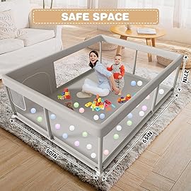 besuhot 65x50 Inch Large Baby Playpen, PlayPen for Babies and Toddlers, Sturdy Safety Play Yard for Indoor & Outdoor with Zipper Gates, Anti-Fall