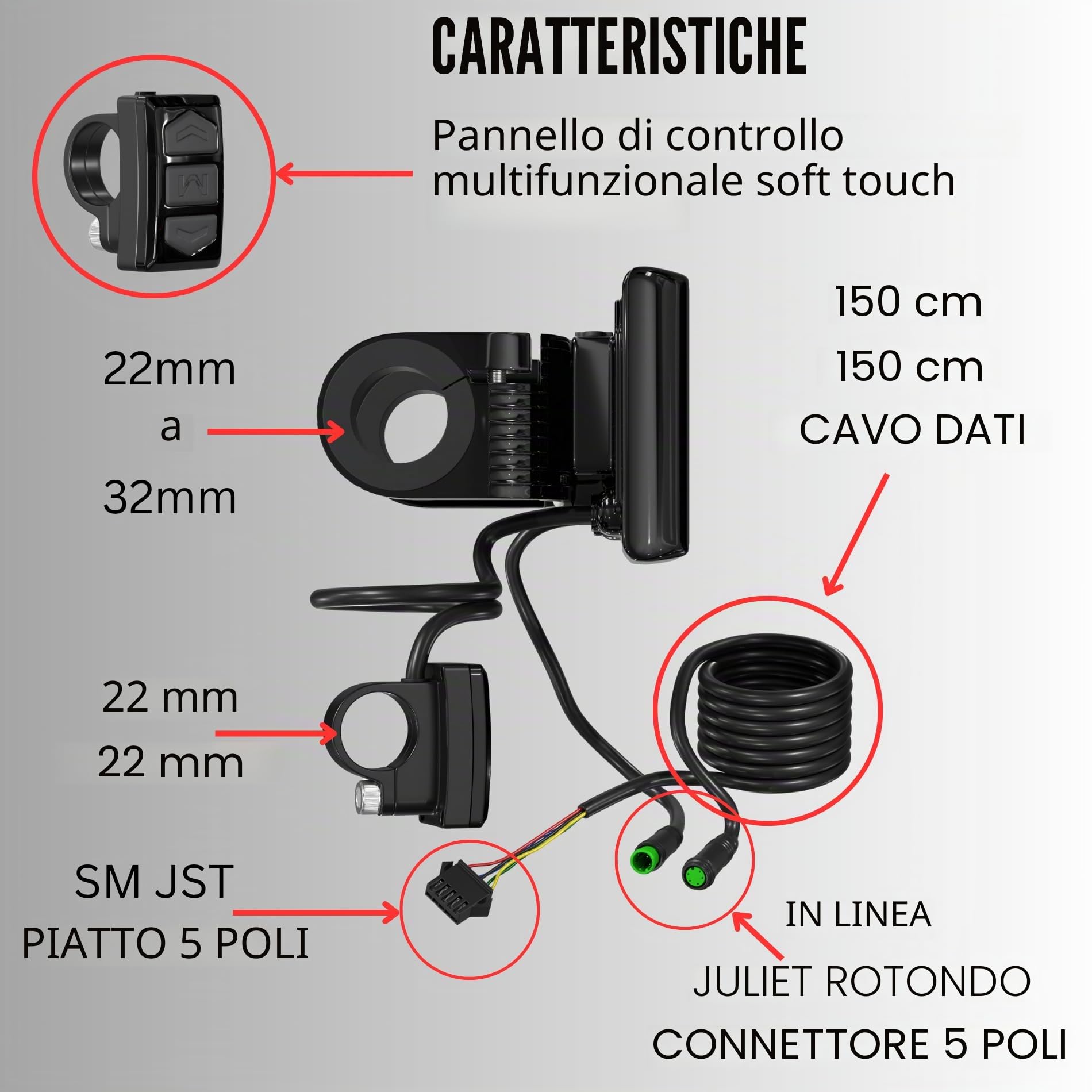 SW900 - Schermo per bicicletta elettrica a LED, 5 pin, SW900, 36 V, 48 V, 60 V, 72 V