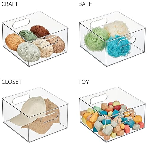 Miniatura 6 de mDesign Contenedor organizador apilable de plástico profundo, organización del hogar para gabinete, mostrador, cajón, cubículo y armario, sostiene