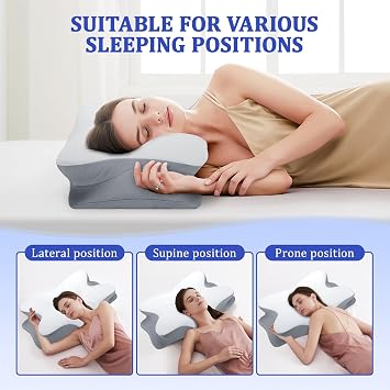 Cervical Memory Foam Pillow - Ergonomic Neck Pillow - Pillows for Neck and Shoulder Pain, Removable Washable pillowcase, Orthopedic Sleeping Neck Support Pillow for Side Prone Supine Sleepers