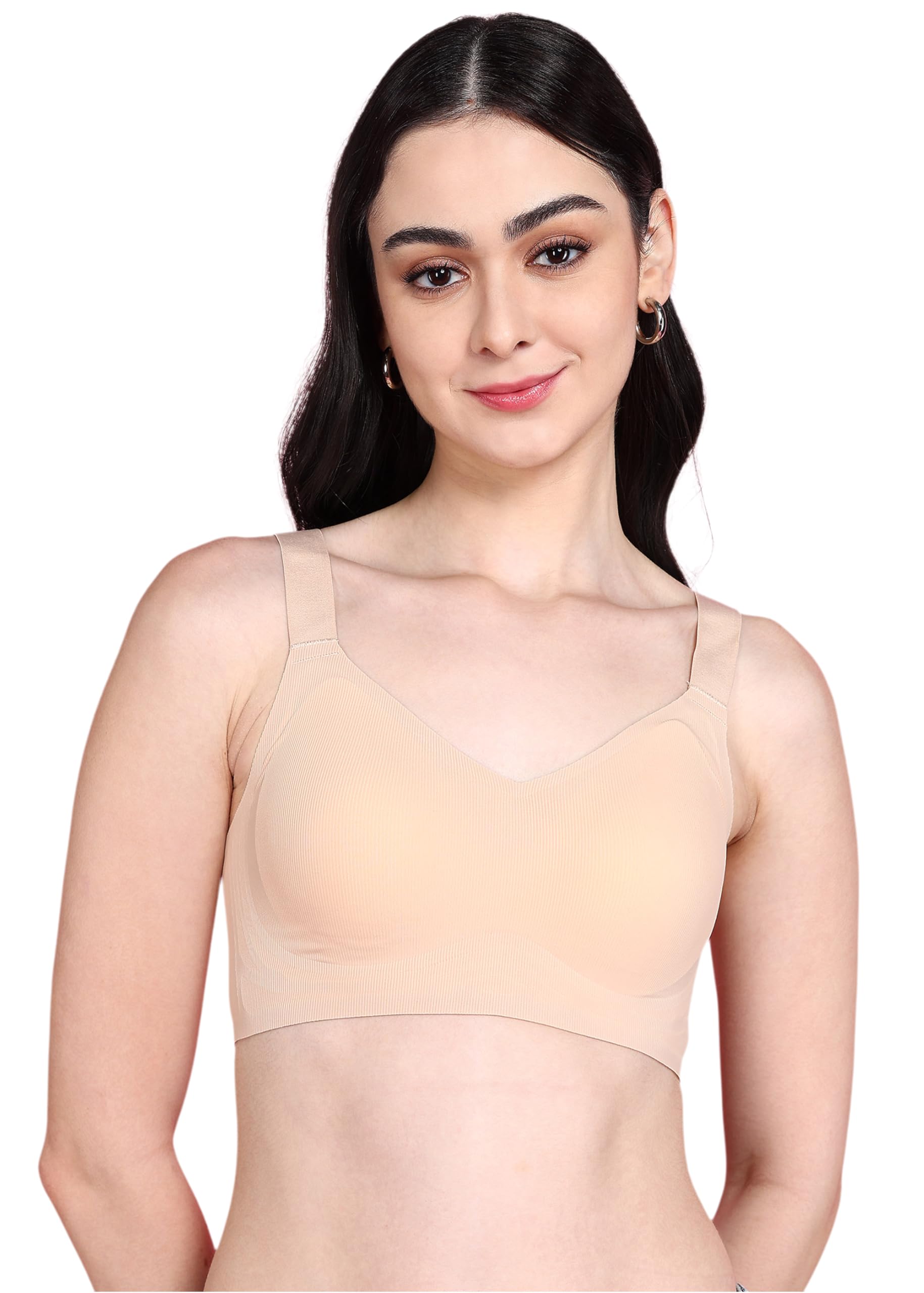 Full Cup Ladies Thin Soft Underwear Big Size V-Neck Jelly bar Comfort Support Anti Droop Wireless Gather Seamless Sports Bra-image-24