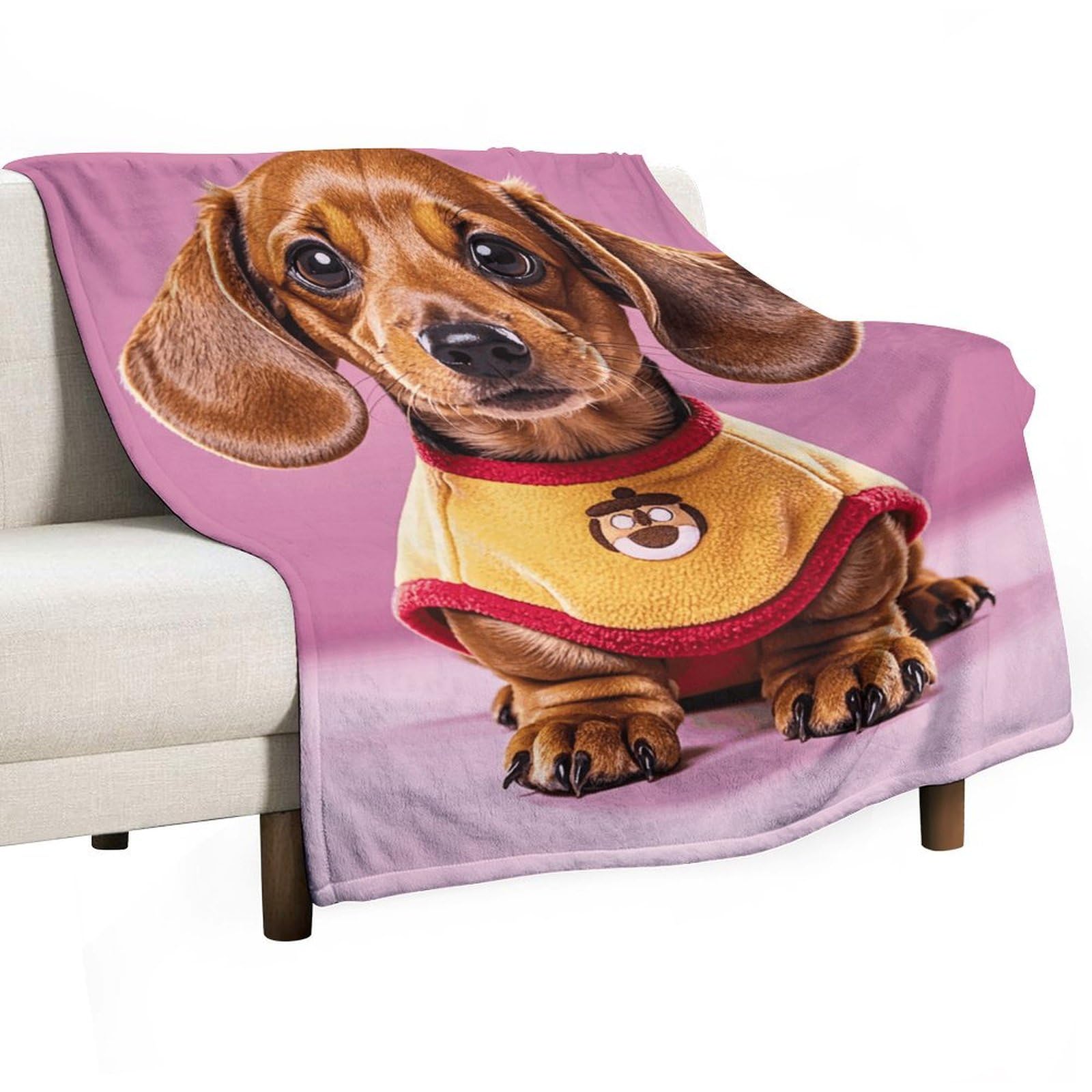 Couverture teckel flanelle légère anti-froid plaid doux pour lit voyage canapé