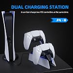 PS5 Controller Charging Station, PS5 Controller Charger Built-in Intelligent Protection Module and Charge Remind LED Bar with 5V/2A AC Adapter for Playstation 5 Dualsense Controller