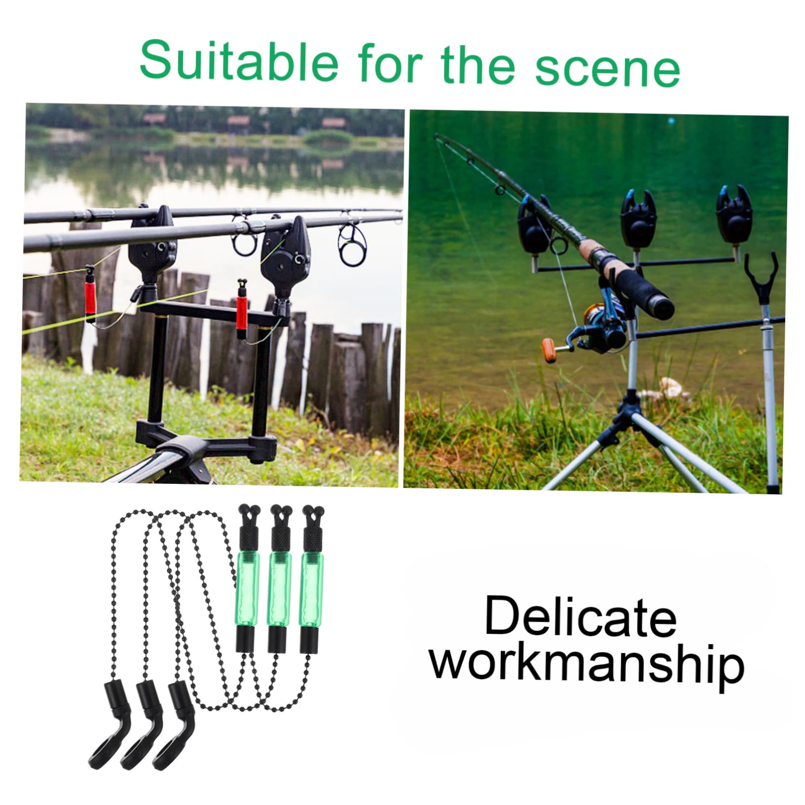 SUPVOX 3pcs Fishing Bite Alarms Metal Fishing Rattles for Catfishing Stopper Beads Set