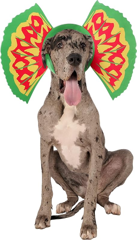 Fantasia para Cães e Gatos Jurassic World Dilophosaurus Gills com Coleira e Adereço de Cabeça Rubies Amarelo Médio/Grande