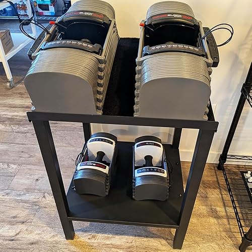 Miniatura 2 de Soporte para mancuernas y pesas rusas, color negro, resistente, ajustable, soporte de pesas para mancuernas, soporte de pesas para gimnasio en casa