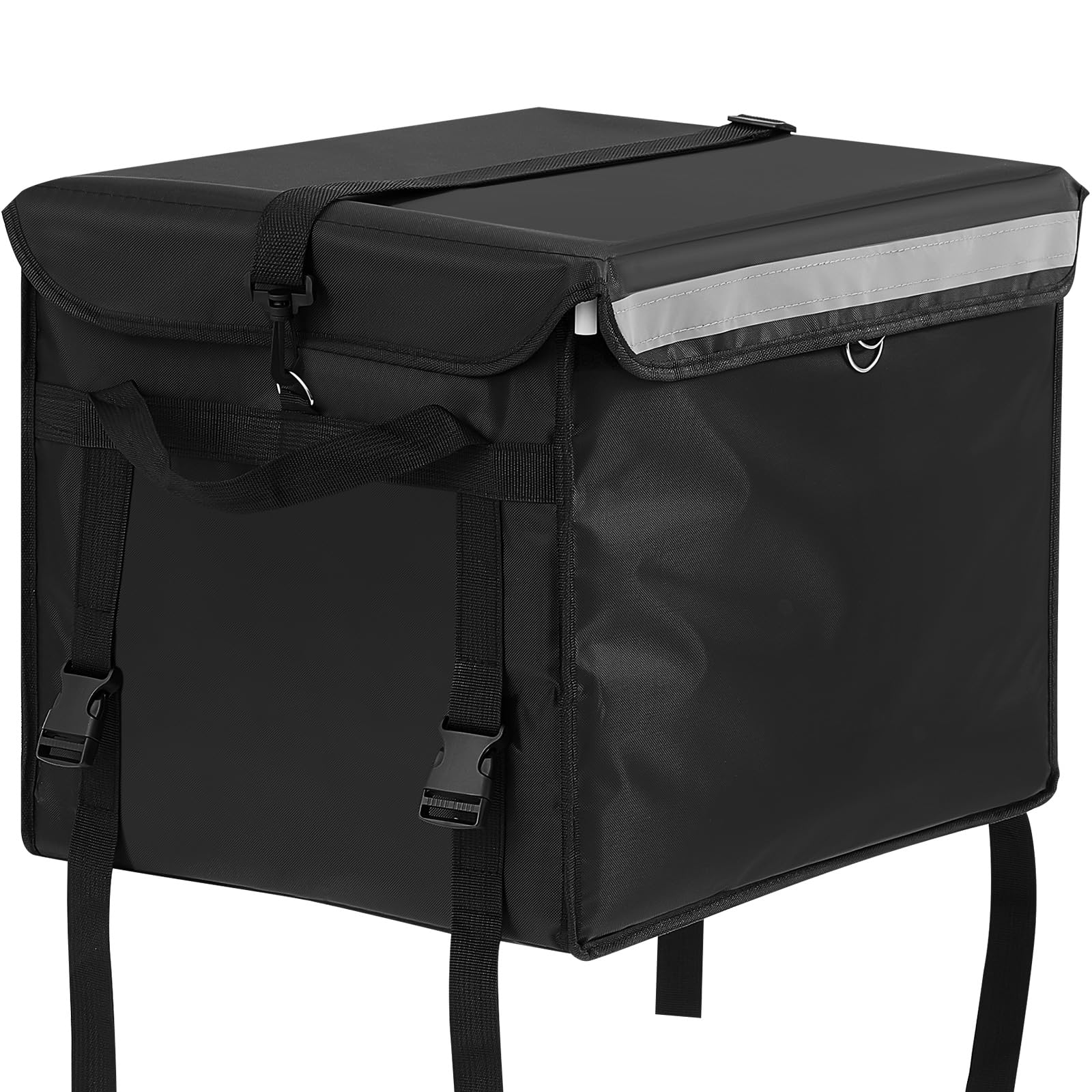 CroBlissful Bolsa de entrega de alimentos aislada para bicicleta, 19.7 x 15 x 15 pulgadas, caja de entrega de pizza de 62 litros con estante trasero, plegable, impermeable, apto para caja de pizza de