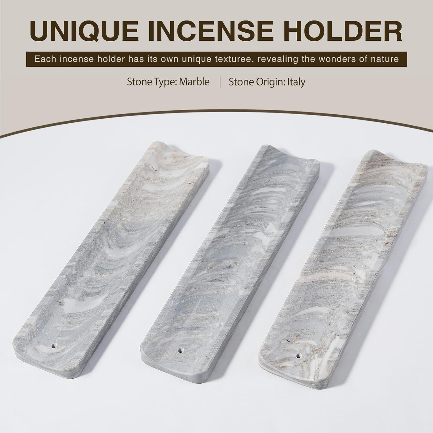 Koville Marble Incense Holder, Incense Holder for Sticks, Incense Sticks Holder Ash Catcher for Meditation Yoga SPA, Natural Stone Incense Burner, Home Table Decor (Palissandro Blue)