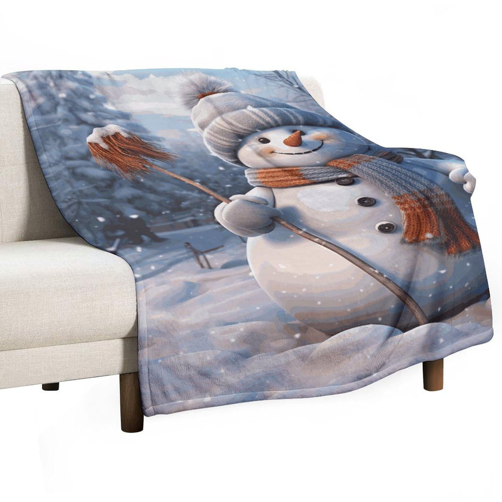 Couverture flanelle bonhomme de neige douce et légère pour le voyage