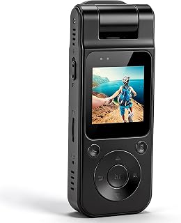SENECESLI 4K Body Camera, Magnetic Back Clip Camcorder with 180 Degree Rotating Lens, 1.5 Inch IPS Screen, Portable Wide Angle Camera for Recording