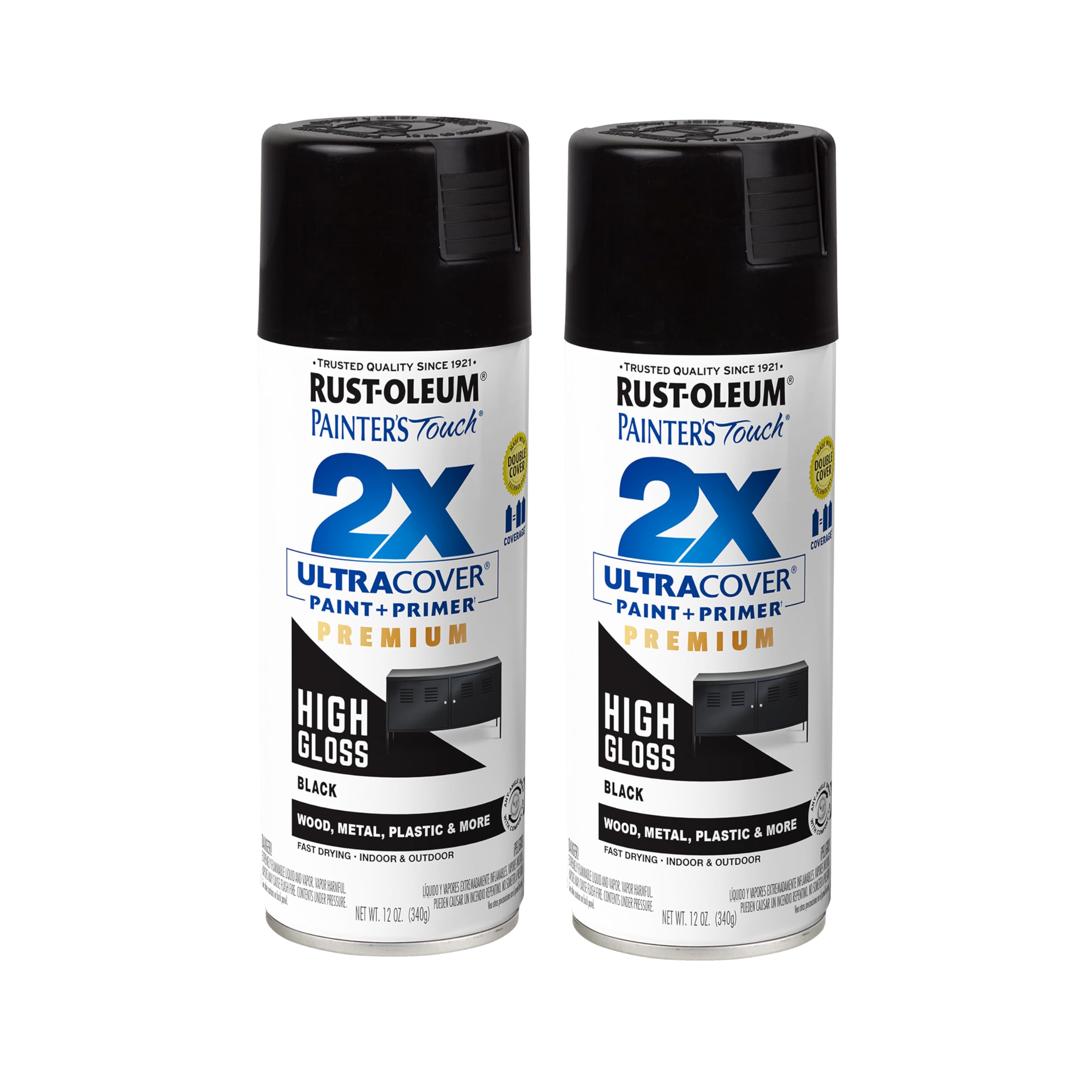 Rust-Oleum Painter's Touch 2X Ultra Cover Spray Paint, High Gloss Black