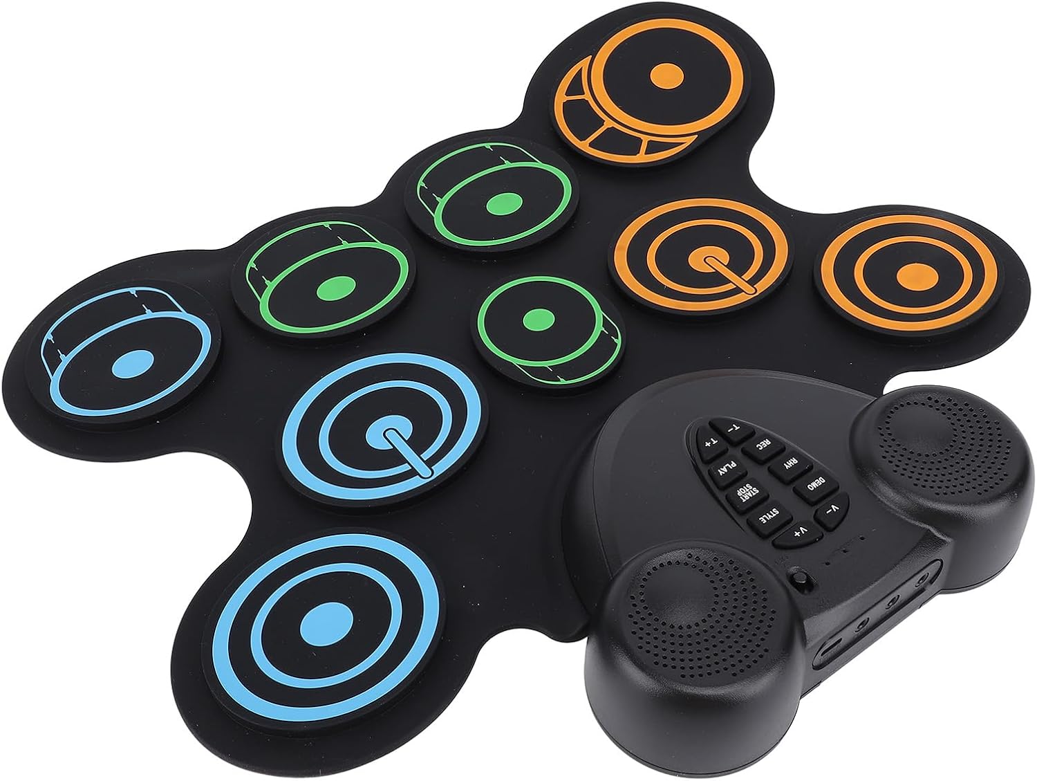 RiToEasysports Roll Up Practice Drum Pad Portable Electric Drum Set USB Rechargeable with Dual Speaker Soft Pads Lightweight for Music Games Gifts
