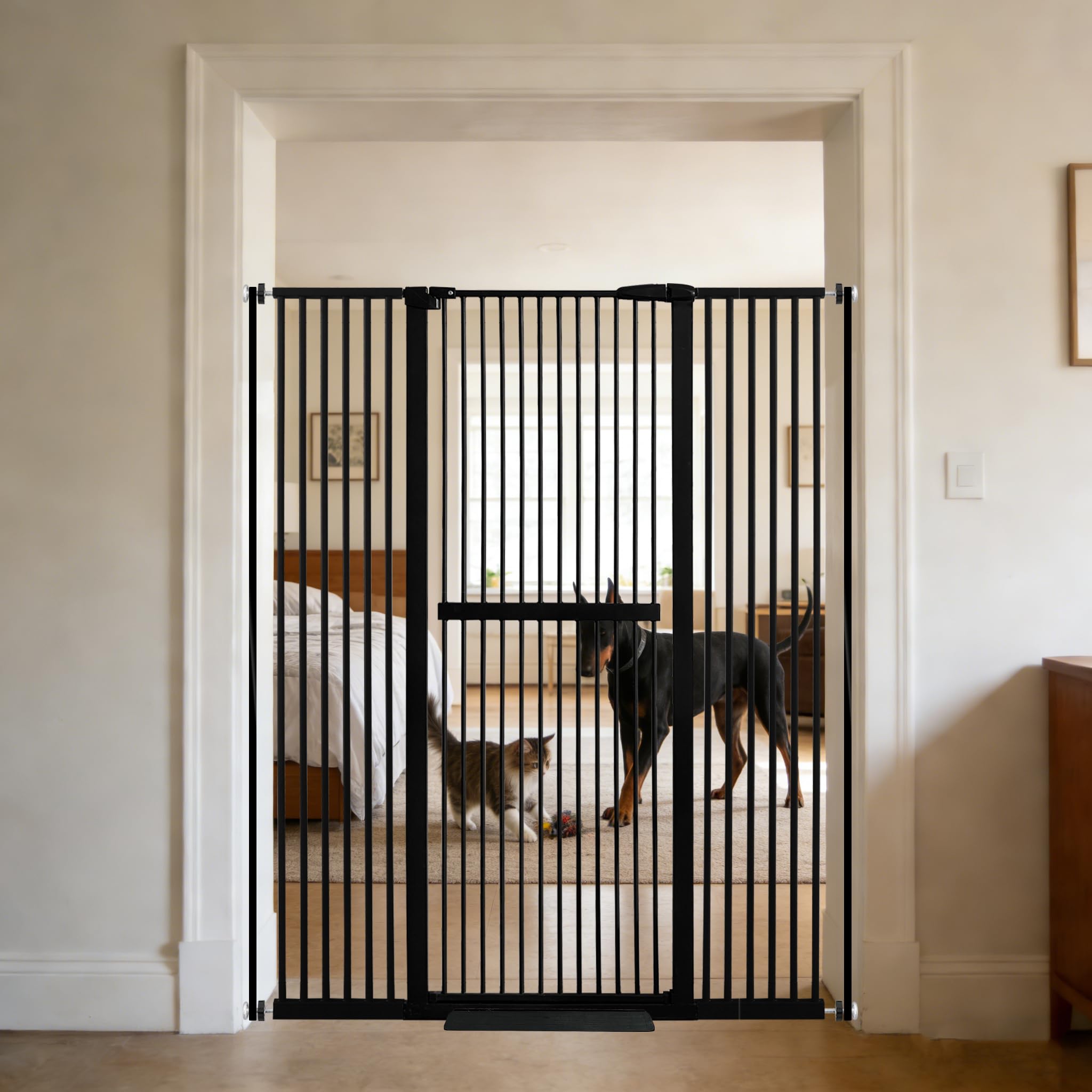 Photo 1 of Lumizone 61.02" Extra Tall Pet Gate for Cat Dog 30.12"-59.24" Wide Black