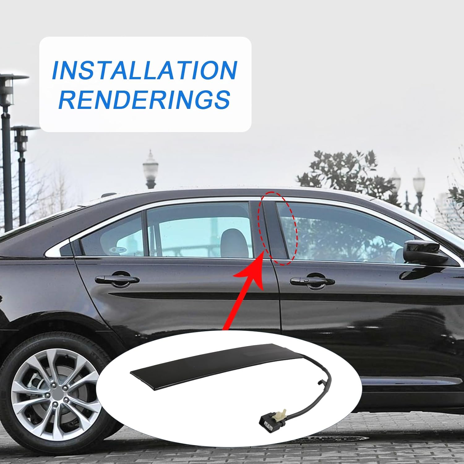 B Pillar Molding Trim & Door Keyless Entry Pad Compatible with 2011-2019 Ford Taurus Replaces BG1Z5420555CB AG1Z5420555BA Front Driver Left Exterior Window B Pillar Molding W/Keyless Entry Pad