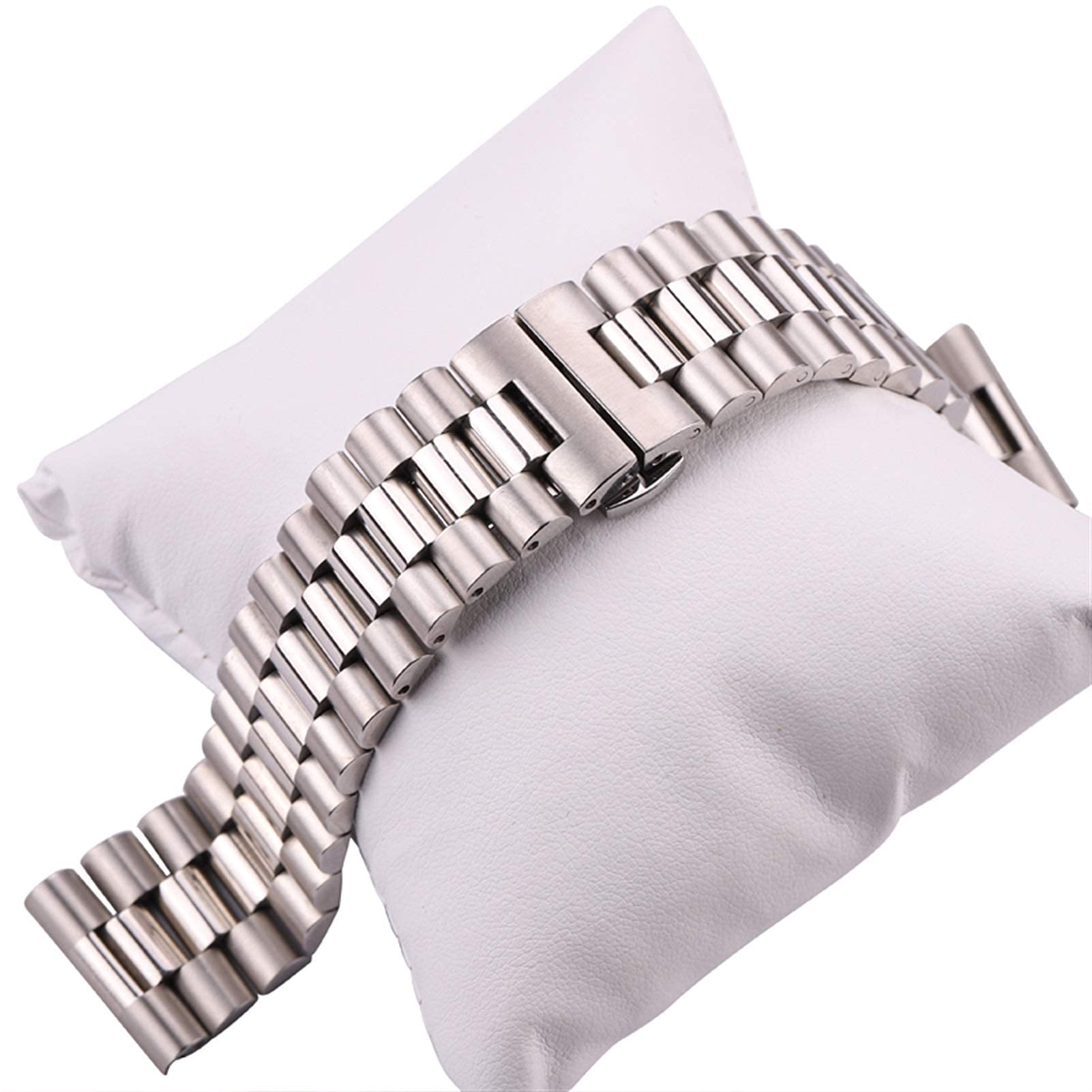 Pasek do zegarka, bransoletka z paskiem ze stali nierdzewnej Srebrny pasek z litego metalu 16 mm 18 mm 20 mm 21 mm 22 mm Akcesoria do zegarków Bransoletka (kolor paska: srebrny, szerokość paska: 20