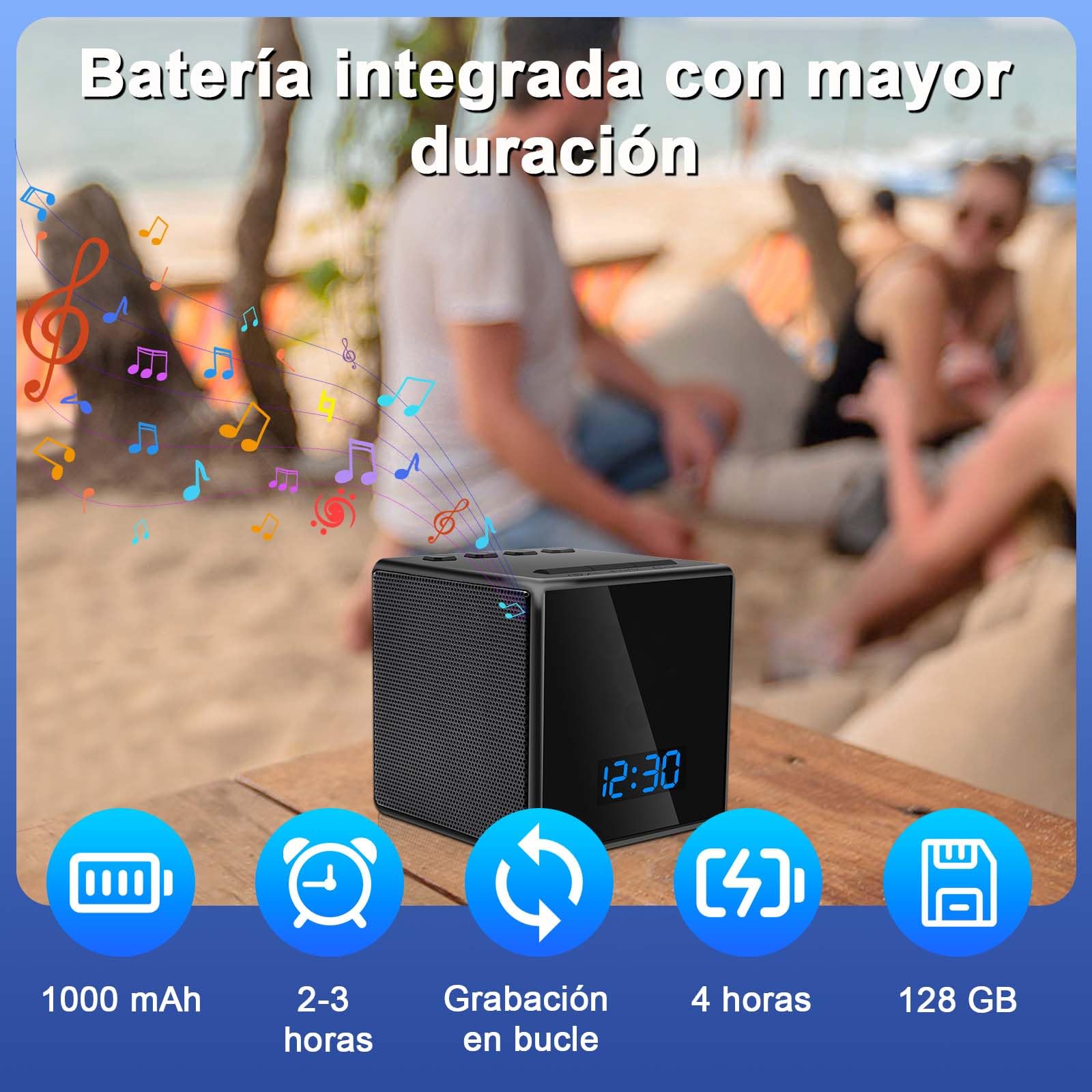 Camara Espia WiFi Movil Oculta, Portátil Camaras Espias Camufladas para Interior/Exterior,HD 1080P Mini Cámara Espía Inalámbrica con Bluetooth 5.0/Detección de Movimiento/Reproducción de Música