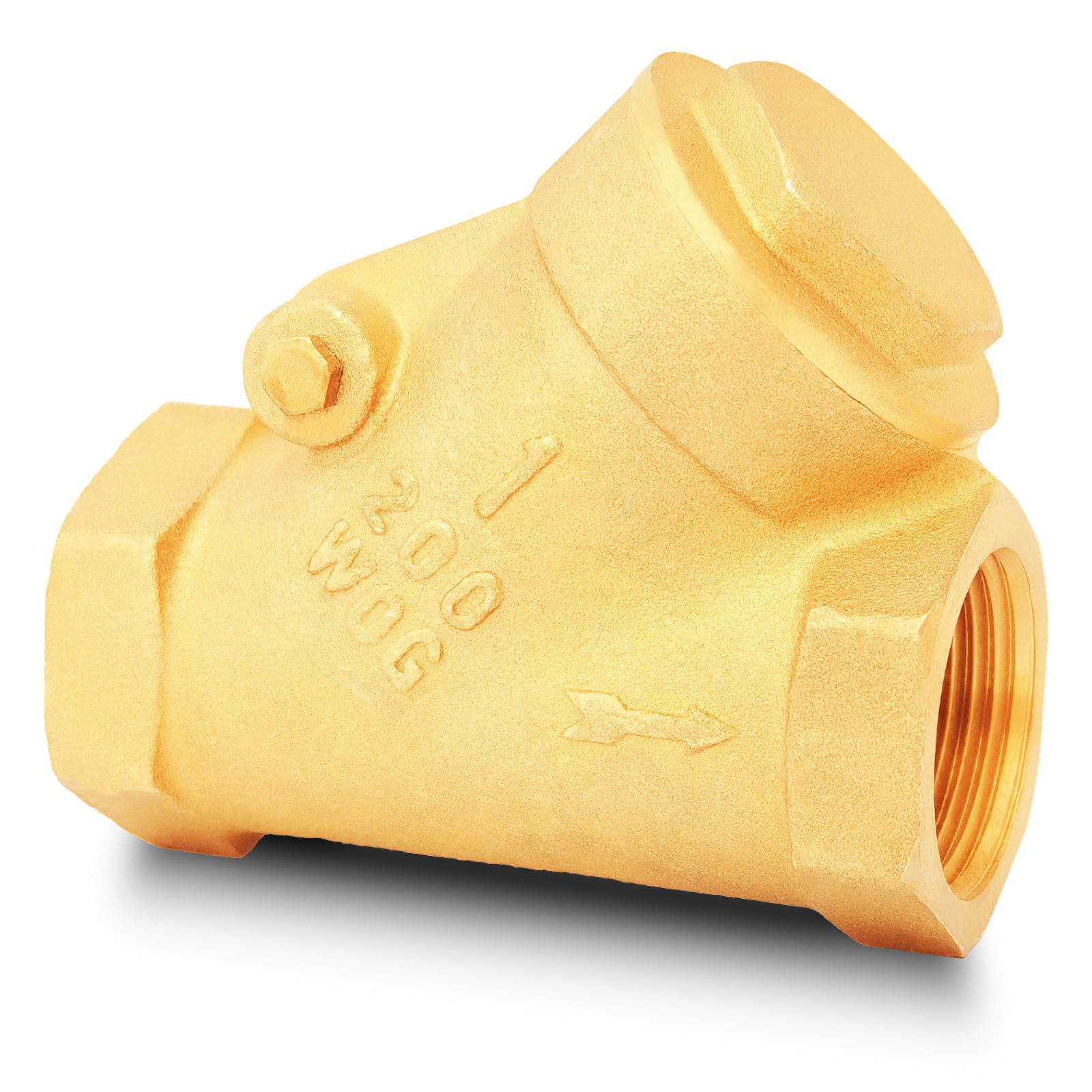 1" NPT Brass Y-Type Check Valve, Y Type Non Return Swing Check Valve, Level One Way Counterflow Valve to Prevent the Medium Backflow for Oil Water Gas