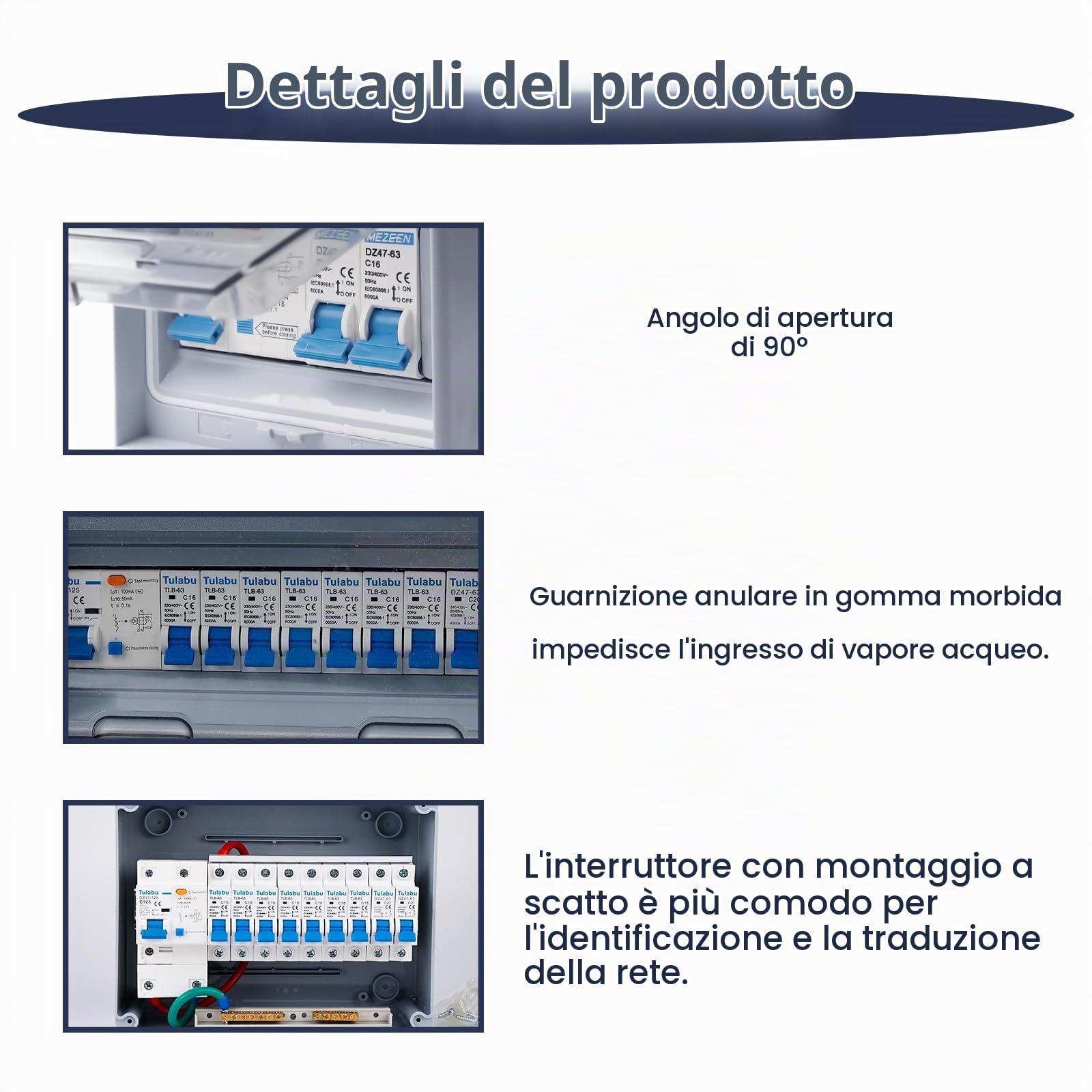 Scatola dei fusibili da parete, distributore di corrente da parete, con interruttore di protezione Fi, IP65, impermeabile, per interni/esterni, interruttore 125 A, interruttore di separazione AC 7 x