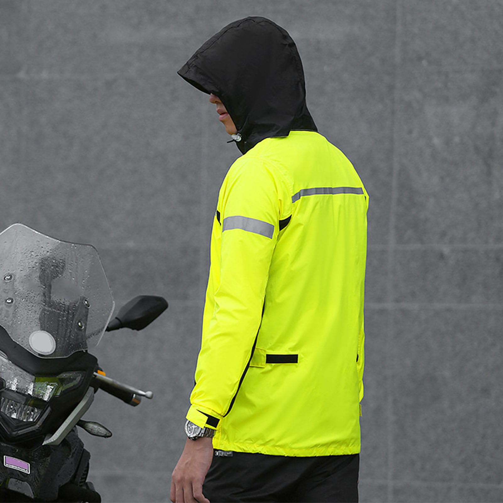 Lixada Herren Motorrad Regenanzug Outdoor Reflektierende wasserdichte Regenjacke und Hose Regenbekleidung für Fahrradfahren Radfahren Camping Wandern