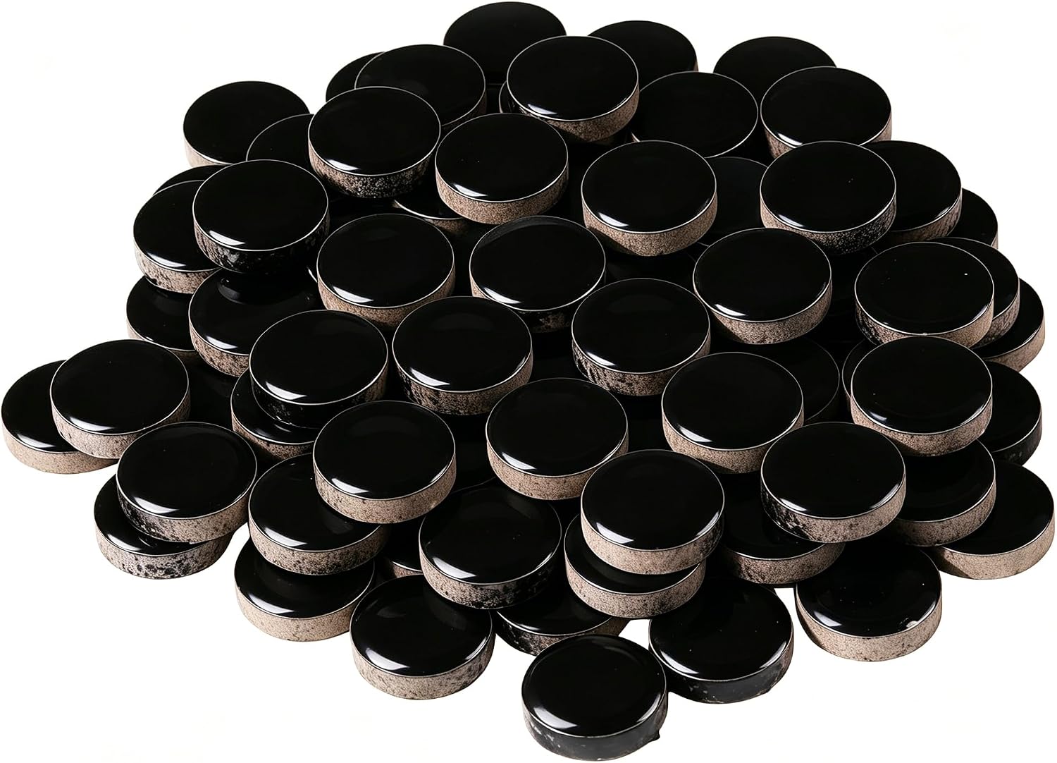 Circles Mosaic Tiles Stained Glass, Circle Shape Ceramic Mosaic Making with Handmade for DIY Art Crafts，Home Decorations -About 42Pcs 100G(0.22LB) (Black)​