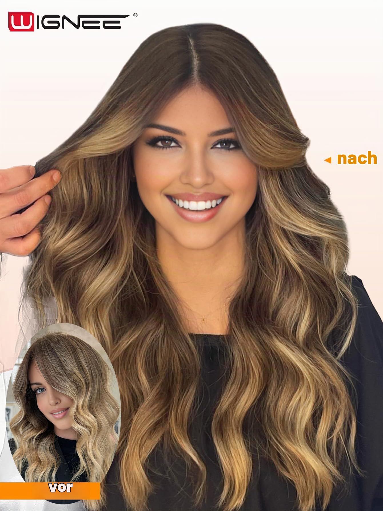 WIGNEE 100% Echthaar Extensions 51 cm (20 Zoll) Double Weft Remy Human Hair mit Micro Beads, 2 Packs 100 g Strähnchen Blond – Wiederverwendbar für Damen, Salon Look Volumen für Alltag & Hochzeit