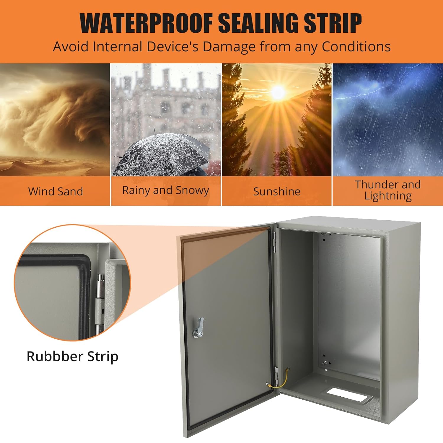 IP66 Waterproof Steel Electrical Box - Outdoor NEMA 4X Junction Enclosure with Lock, Mounting Plate, Fire-Resistant, Weatherproof & Dustproof for Home or Industrial Use - Size: 24 x 16 x