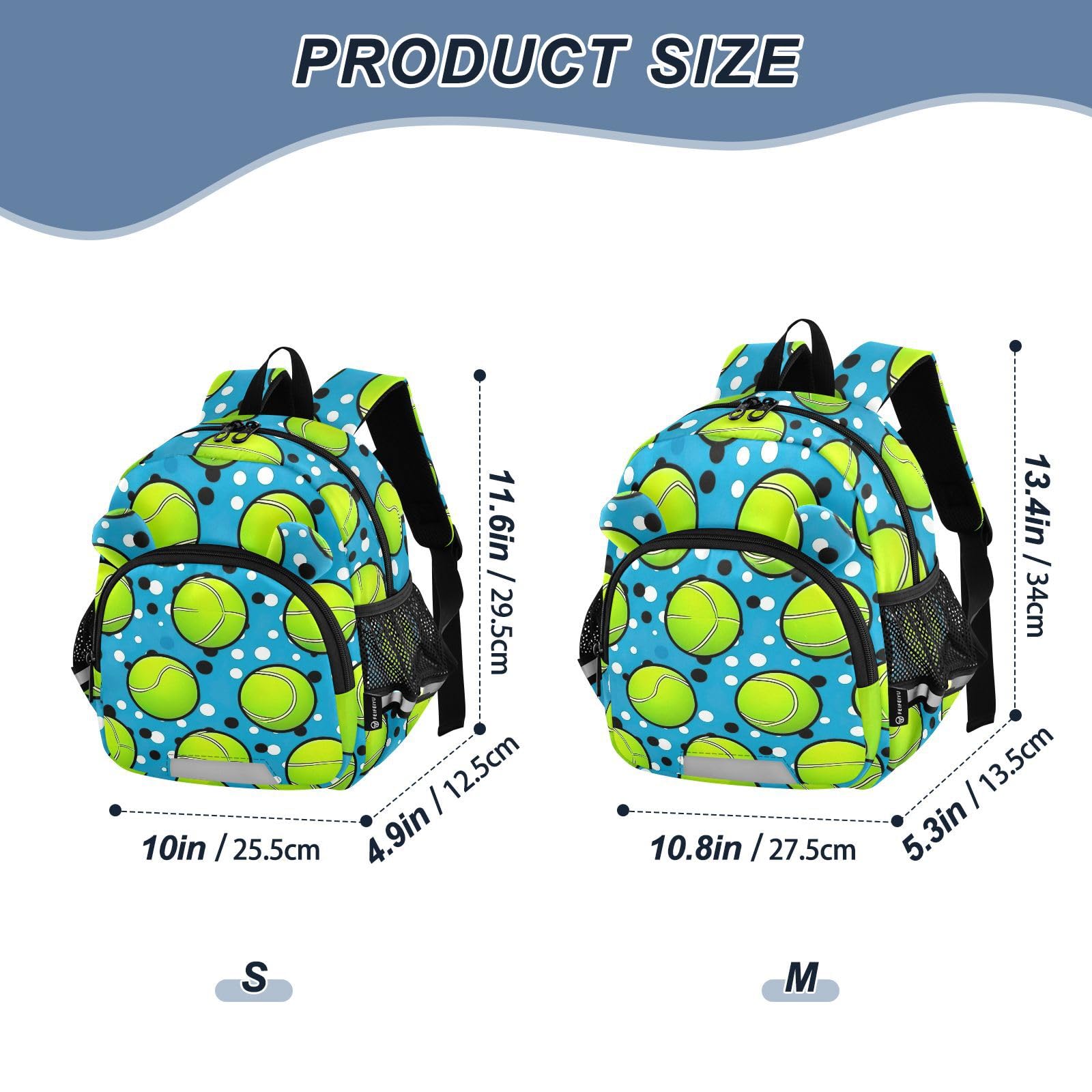 Tennis Ball Dots Toddler Harness Backpack for Boys Girls 3-6 Years Kids Backpack with Anti Lost Safety Leash for Preschool Walking Travel