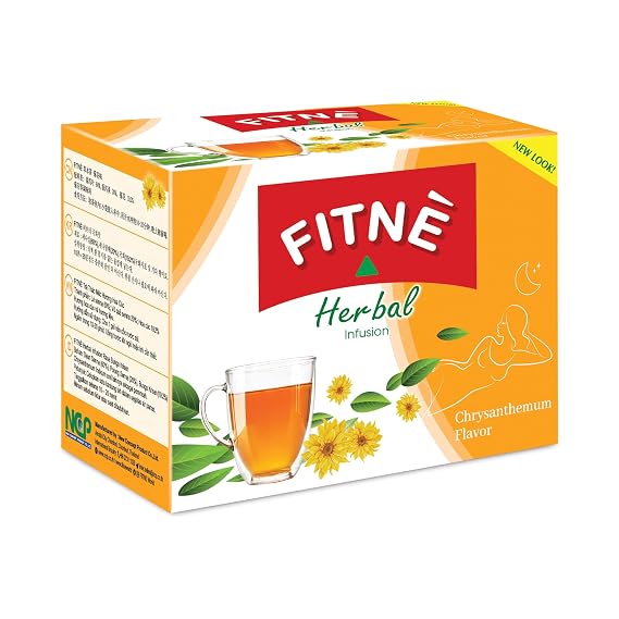 FITNE Chrysanthemum Herbal Tea Senna Infusion Smooth Mild Soothing Beverage Natural Gentle Detox Cleanse No Calories Caffeine Free, 15 Tea Bags